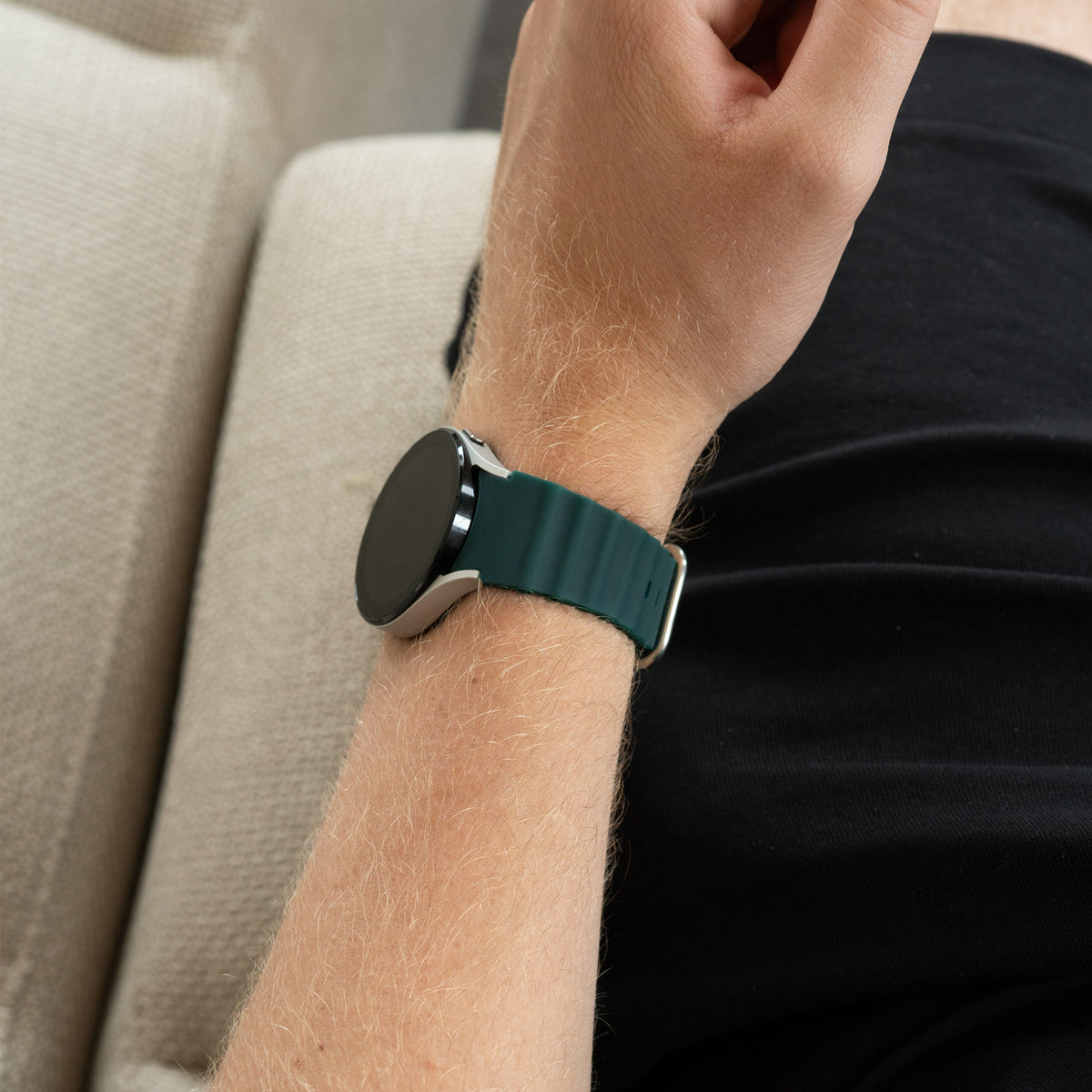 Silicone Ocean Strap, dark green, lifestyle photo