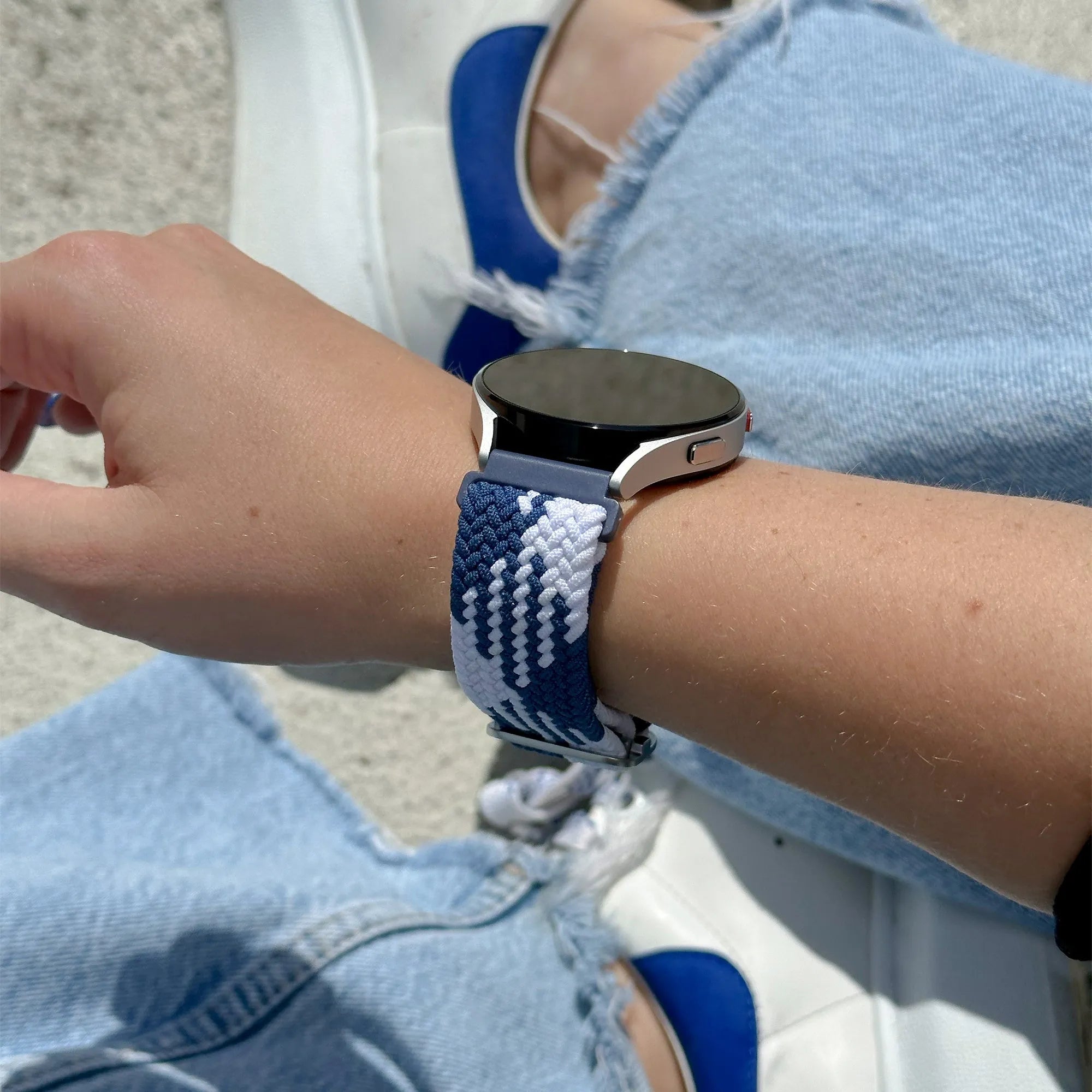 Coros Pace 2 Verstellbares Geflochtenes Armband (Blau/Weiß)