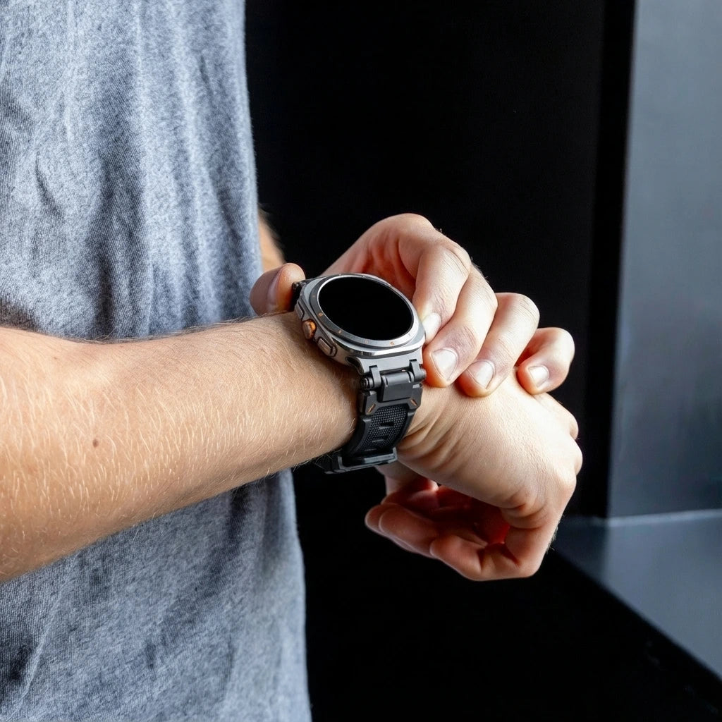 Samsung Galaxy Watch Ultra 2 Silikonarmband 'Explorer' (Schwarz mit Schwarz)