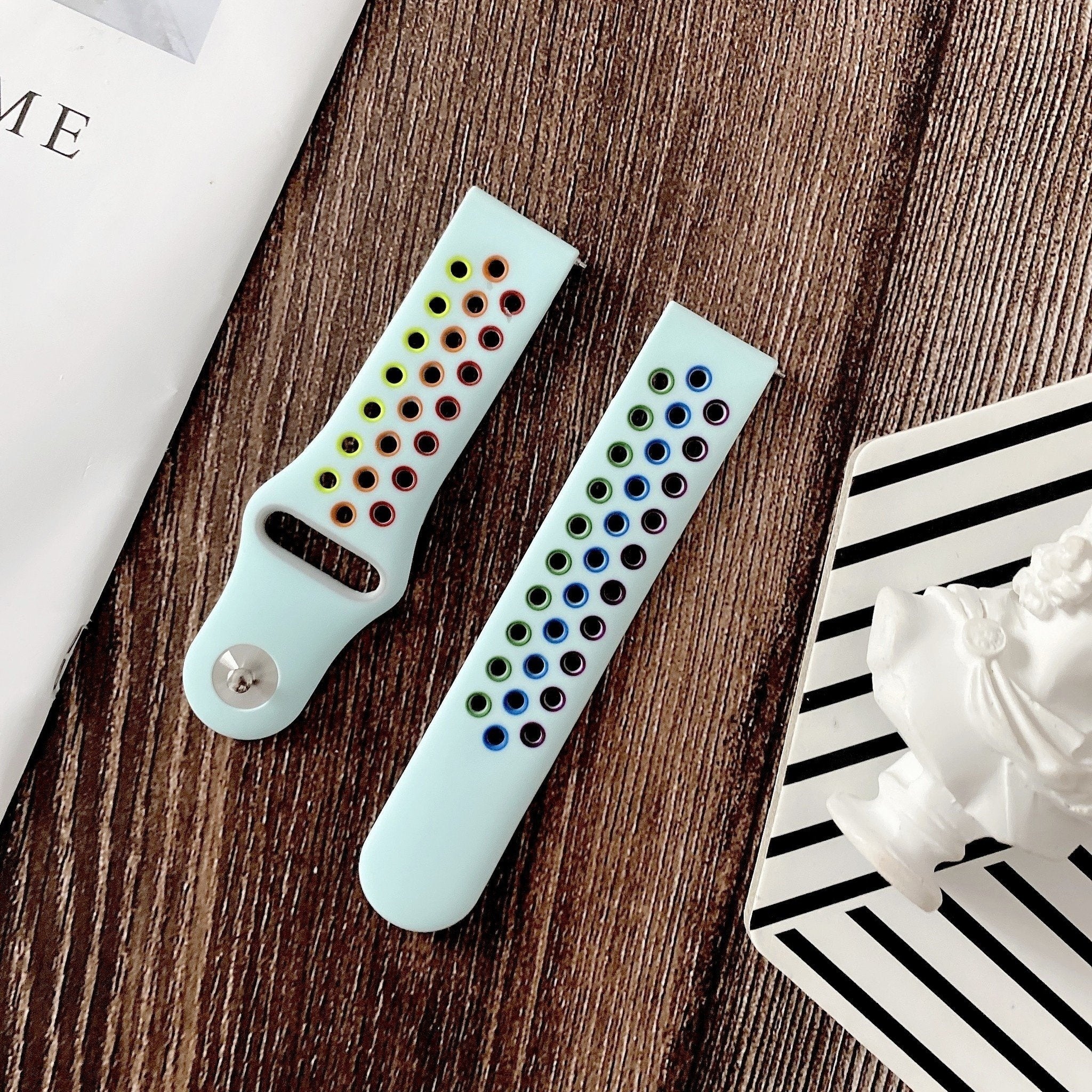 Silicone Sport Strap, light blue/colourful, lifestyle photo