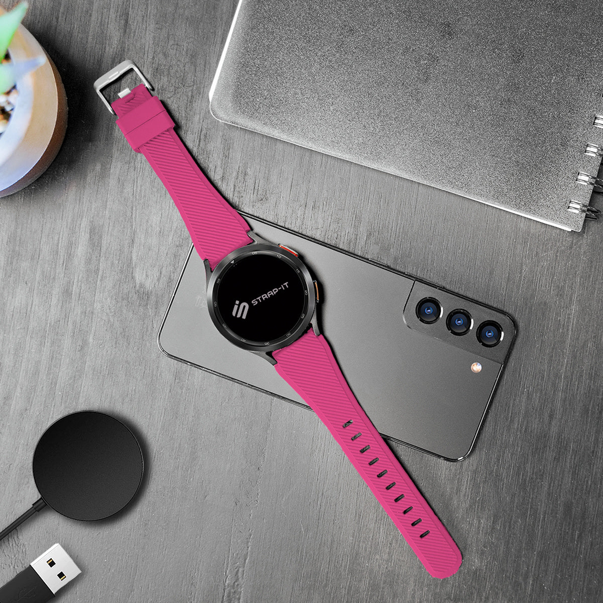 Withings Steel HR Sport Twill Silikonarmband (Bright Rosa)
