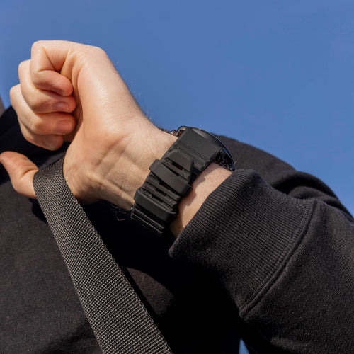 Bandz Garmin Quatix 3 / 6x / 7x Solar Silikonarmband mit Schnalle (Schwarz)