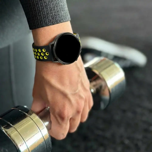 Silicone Sport Strap 'Deluxe', black/yellow, lifestyle photo