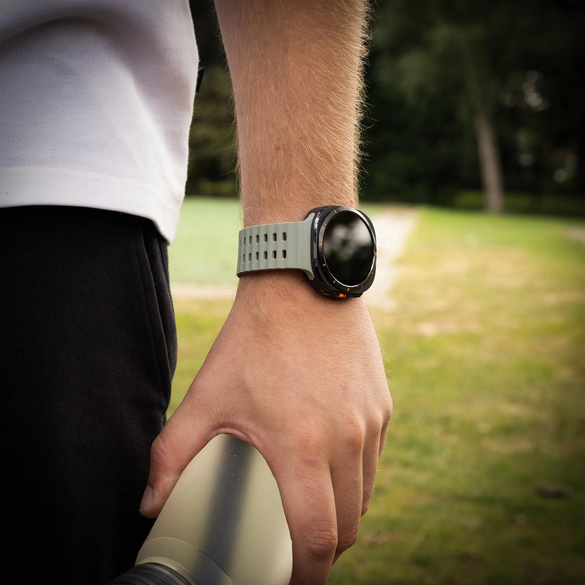 Silicone Ocean Strap, grey-green, lifestyle photo