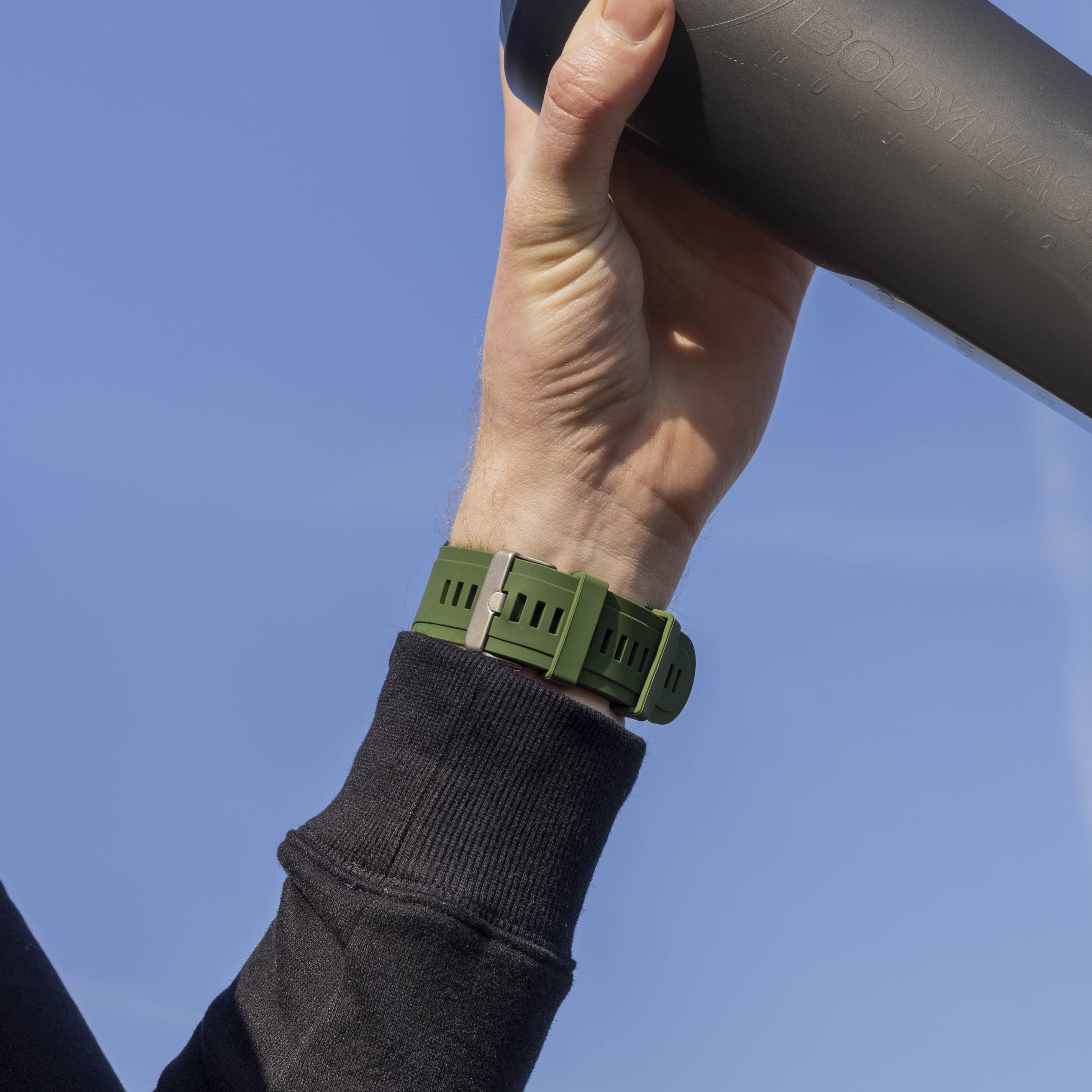 Garmin Fenix 5x/6x glänzendes Silikonarmband (Armeegrün)