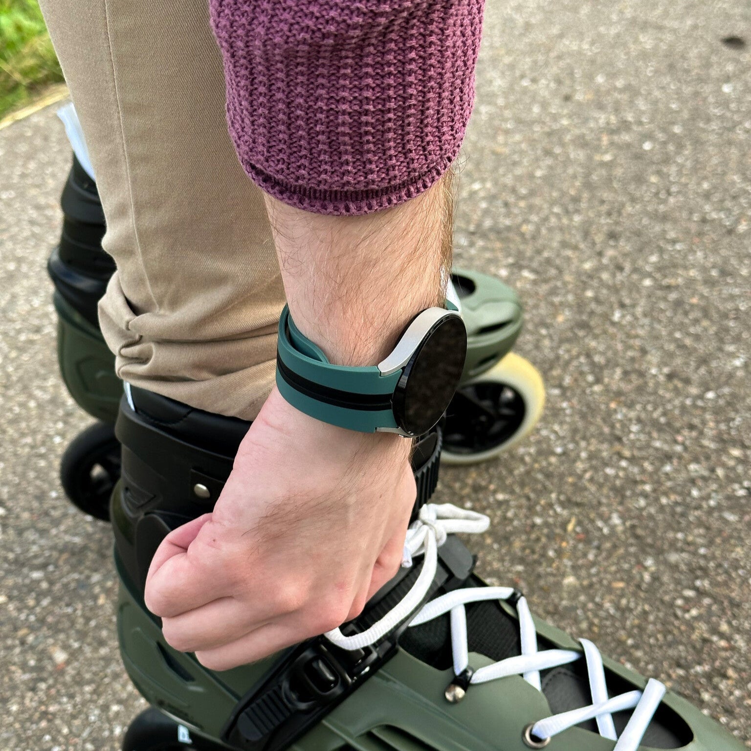 Silicone Magnetic Sport Strap, green/black, lifestyle photo