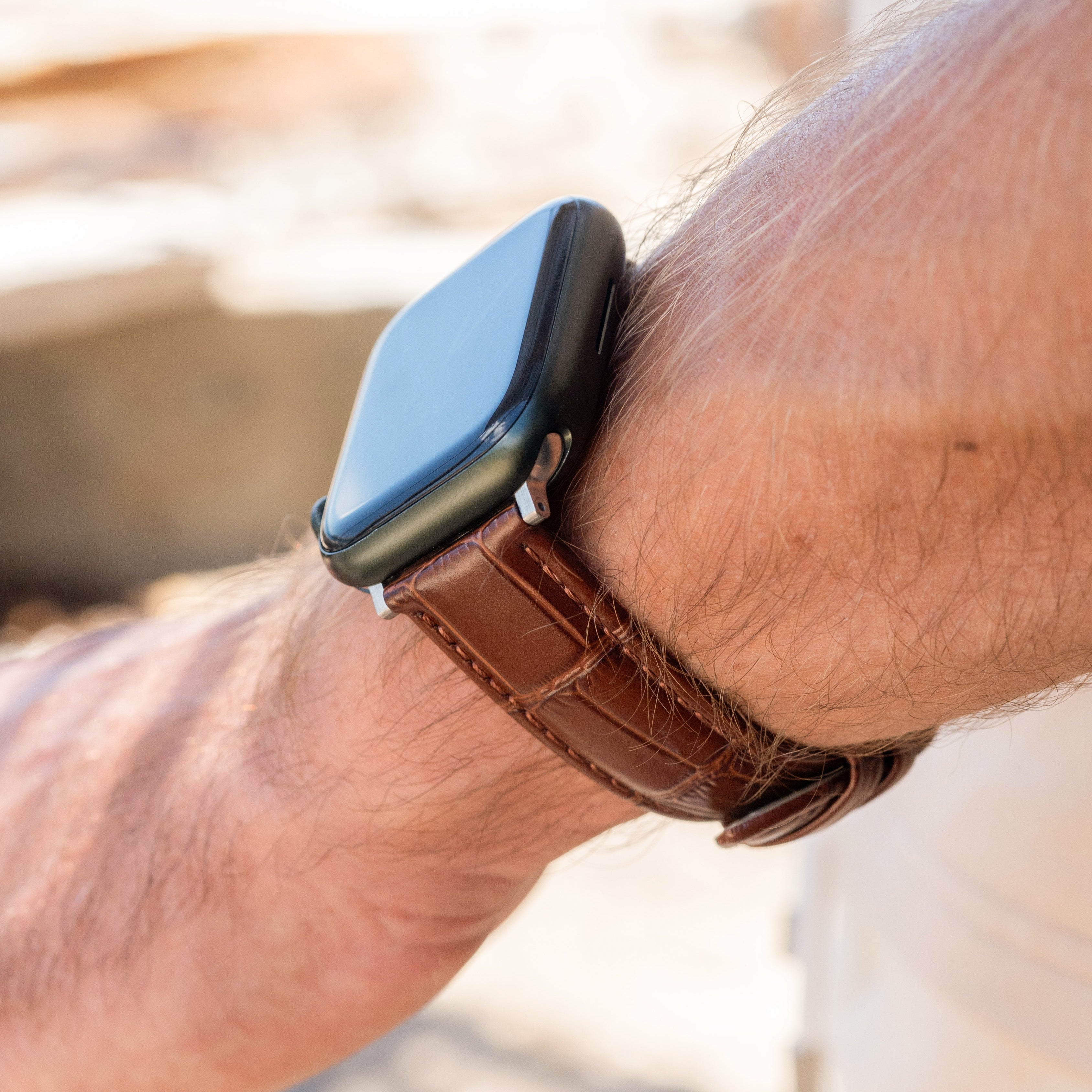 Apple Watch Lederarmband mit Krokoprägung (38/40/41/42mm) (Braun)