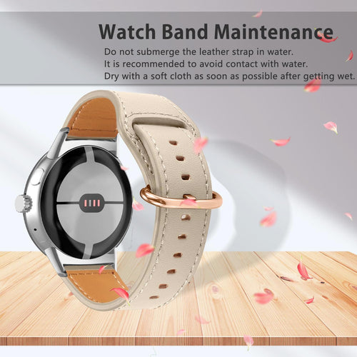 Google Pixel Watch 5 - 41mm Leather Buckle Strap (Beige)