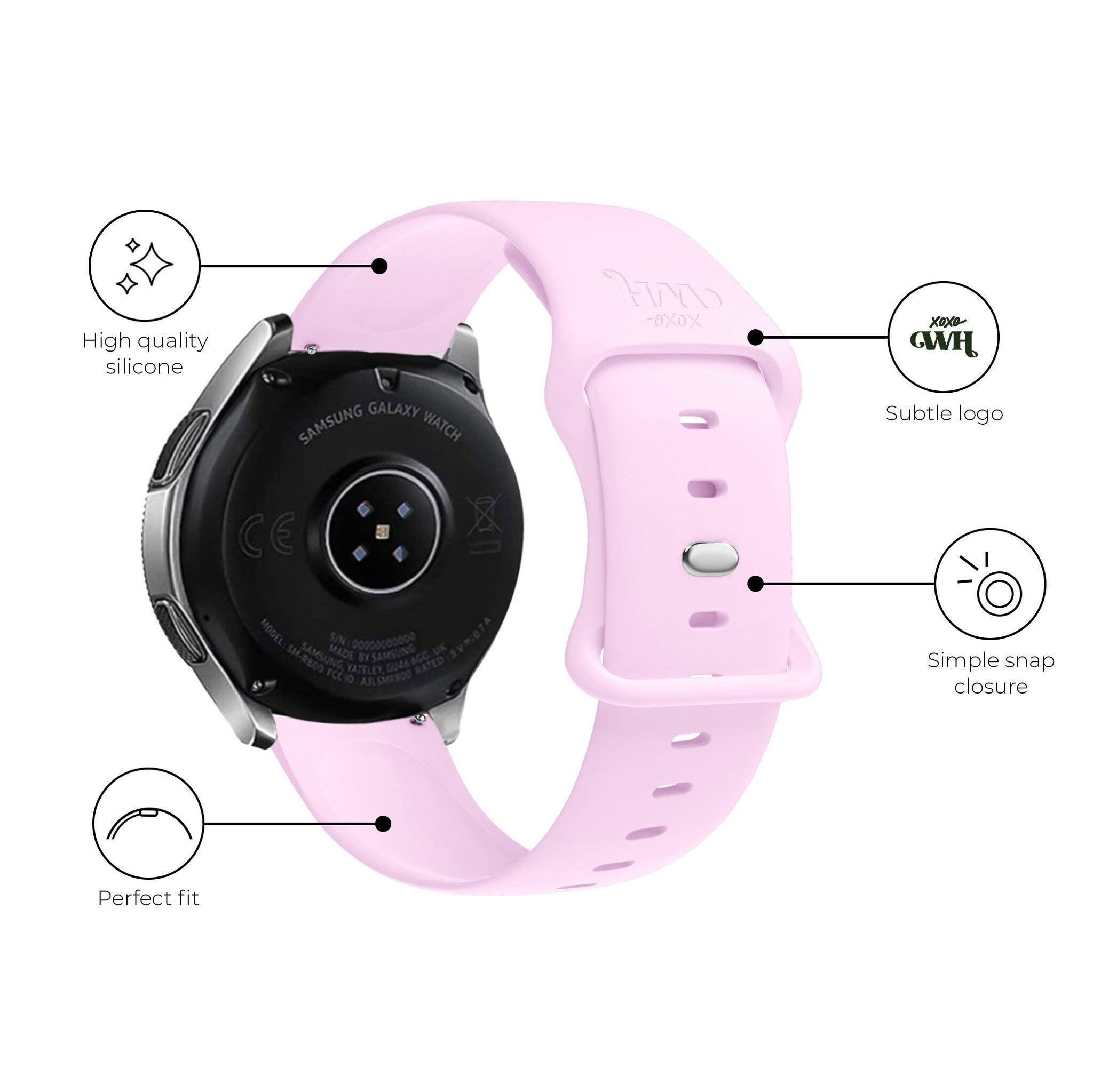 xoxo Wildhearts Samsung Galaxy Watch Active Silikonarmband (Rosa)