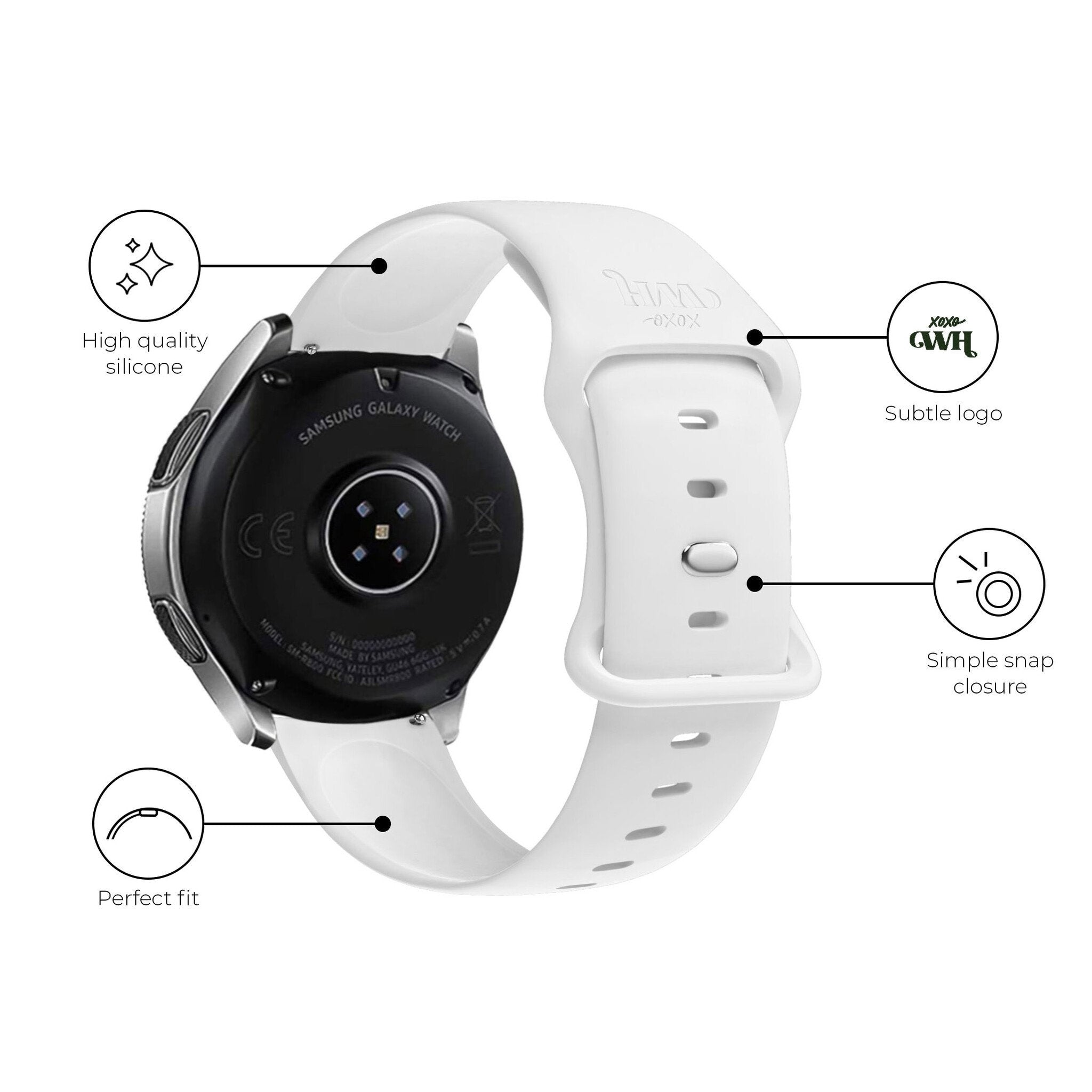 xoxo Wildhearts Samsung Galaxy Watch 6 - 44mm Silicone Strap (White)