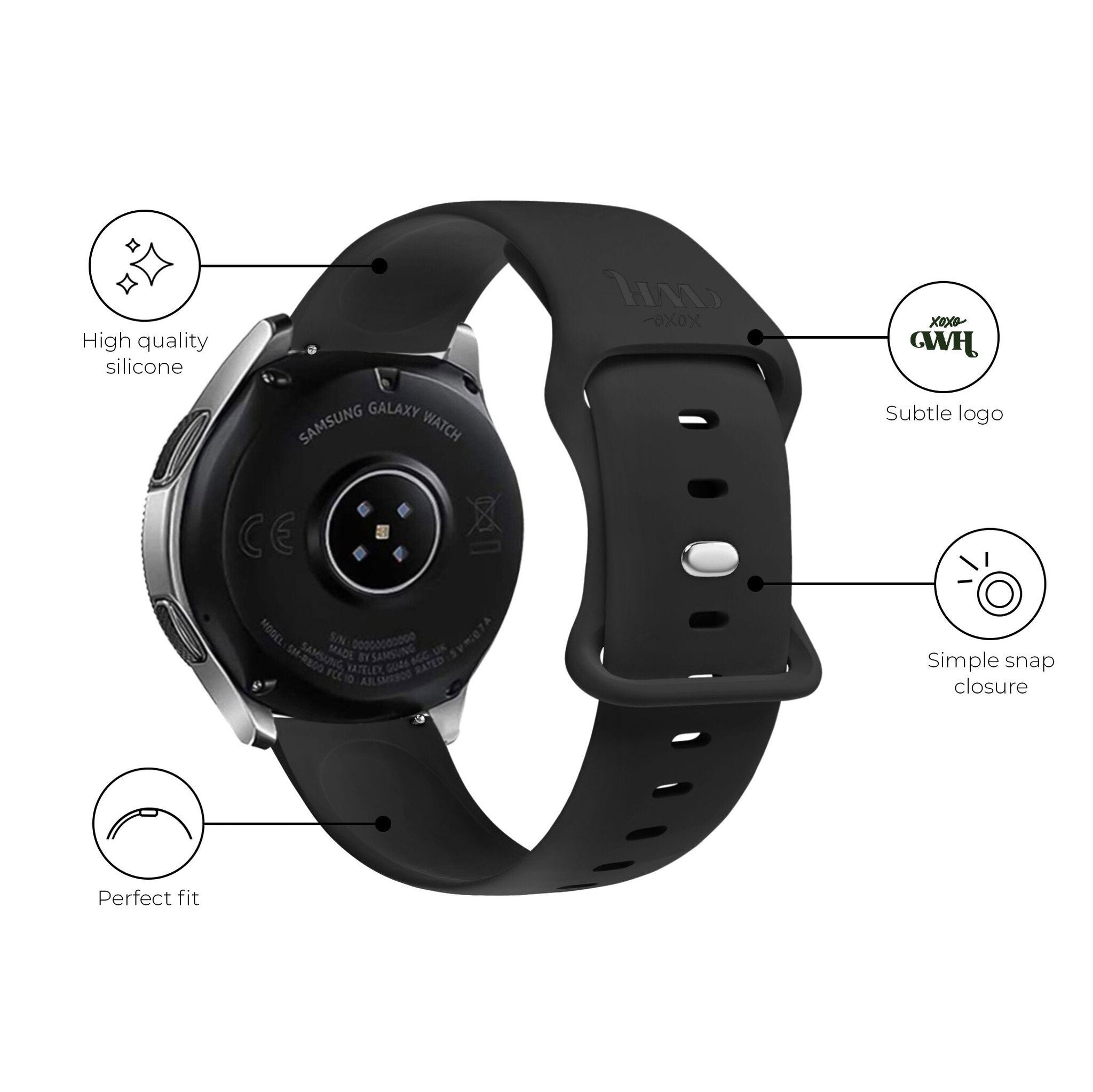 xoxo Wildhearts Samsung Galaxy Watch 5 Pro Silikonarmband (Schwarz)
