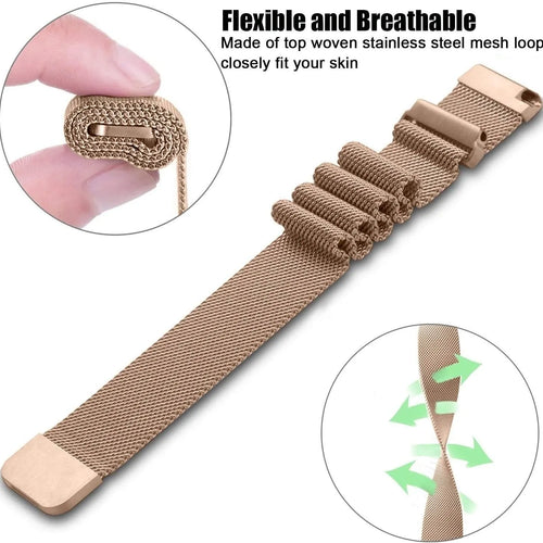 Milanese Strap, rose gold, infographic (USP banner)
