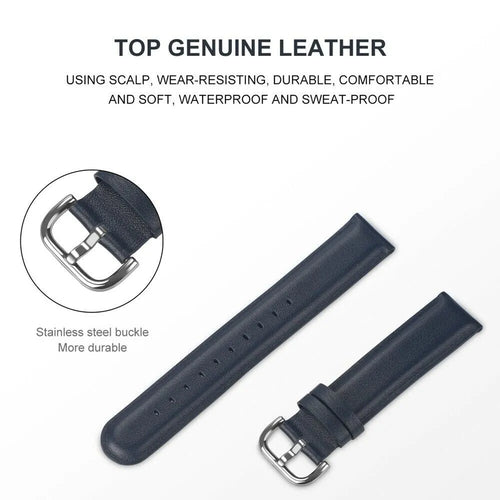 Leather Strap, dark blue, infographic (USP banner)
