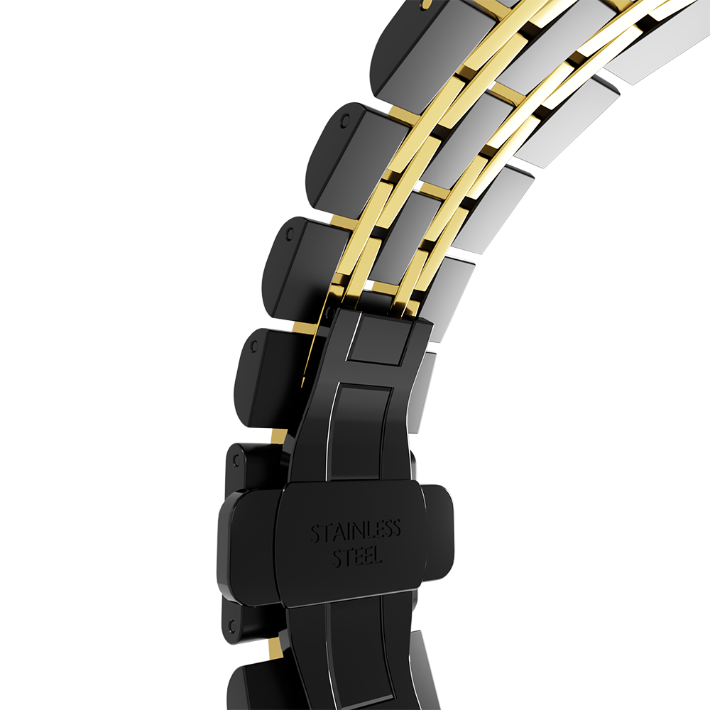 Steel Link Strap 'Duo', black/gold, promotional banner
