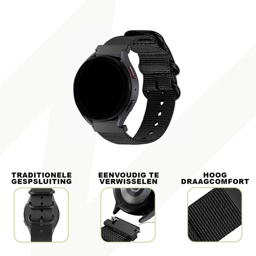 Bandz Garmin Vivoactive 3 Nylonarmband mit Dornschließe (Schwarz)