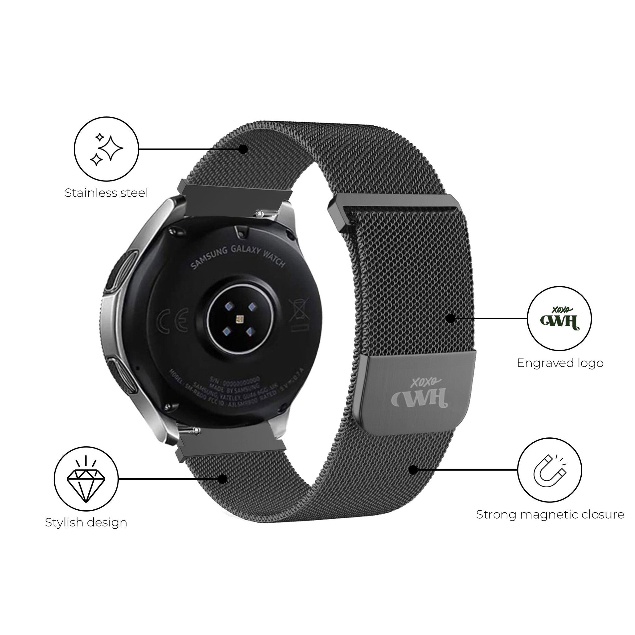 xoxo Wildhearts Amazfit GTR 2 Milanese Strap (Black)