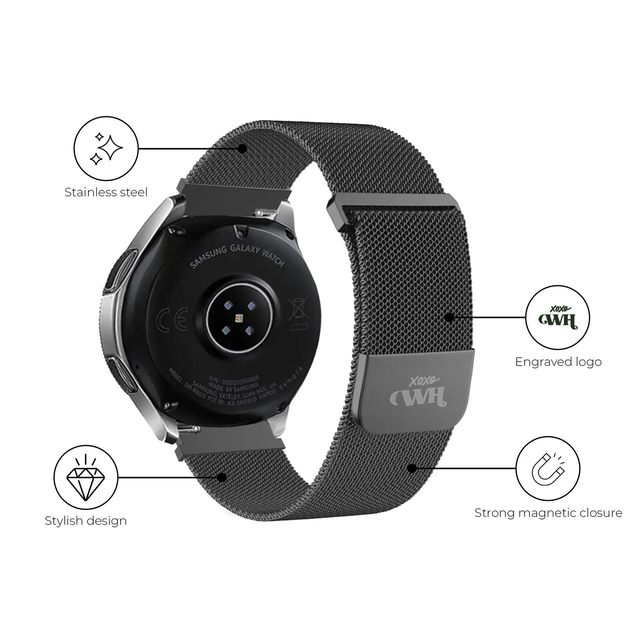 xoxo Wildhearts Amazfit GTR 2 Milanese Armband (Schwarz)