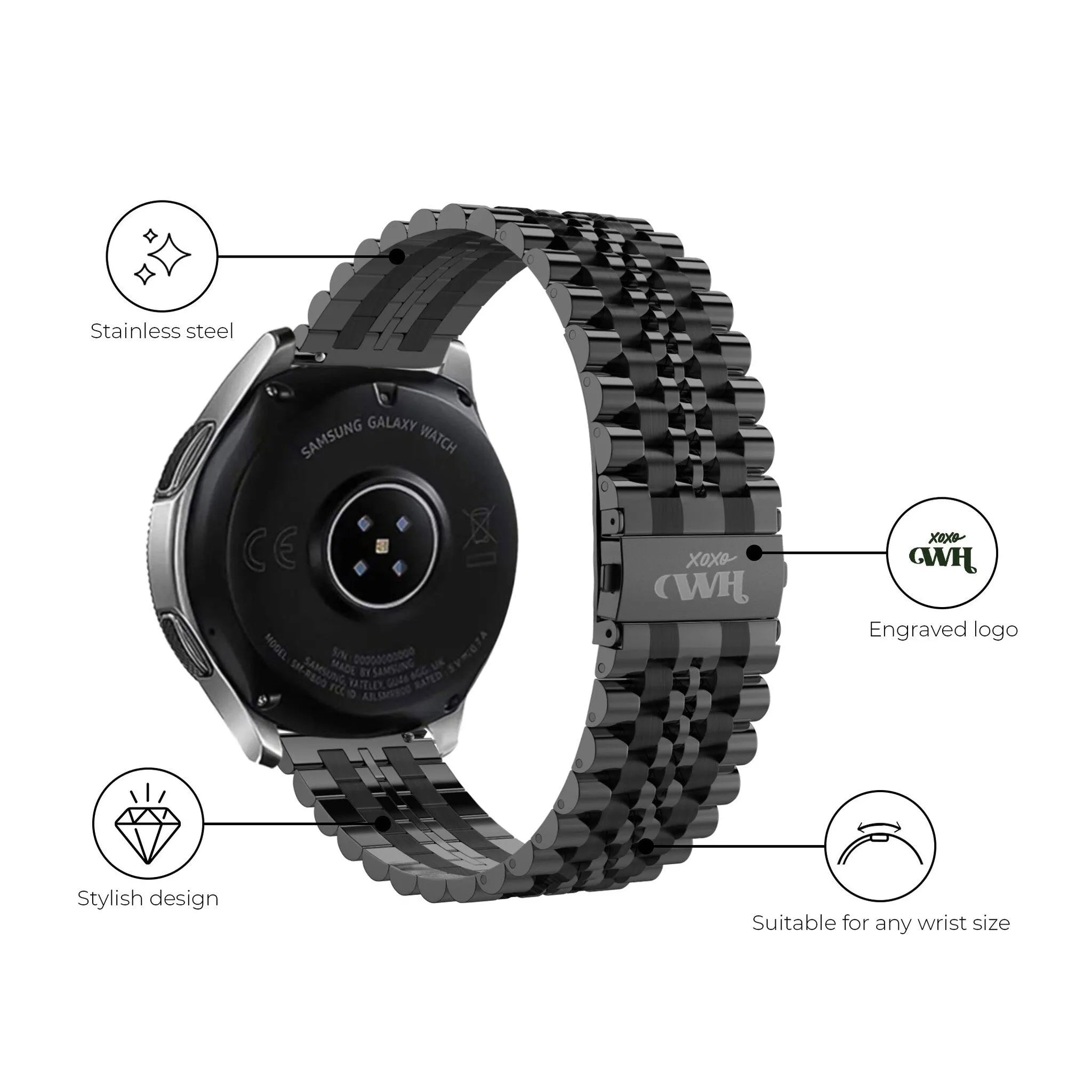 xoxo Wildhearts Amazfit GTR 2 Stahlarmband (Schwarz)