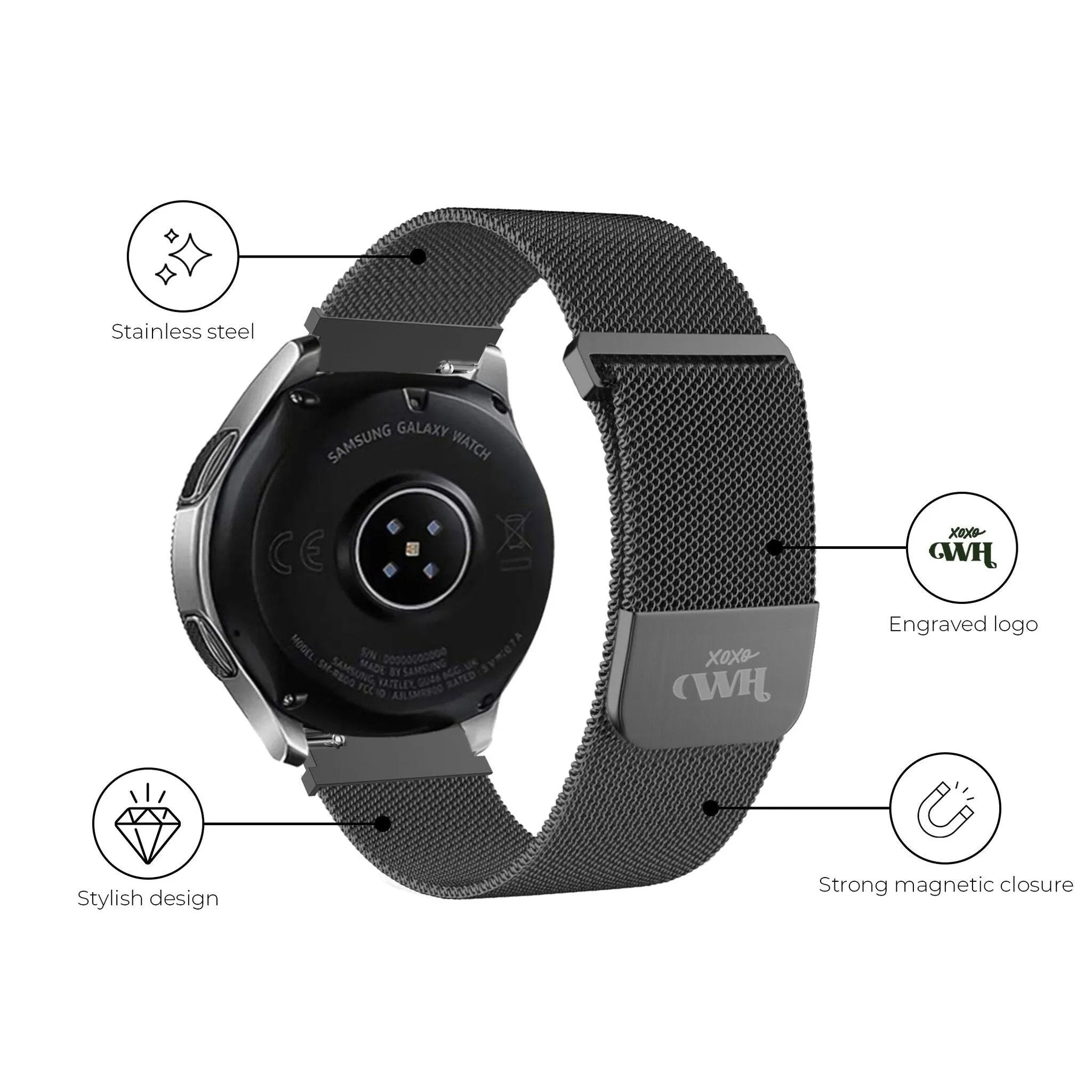 xoxo Wildhearts OnePlus Watch Milanese Strap (Black)