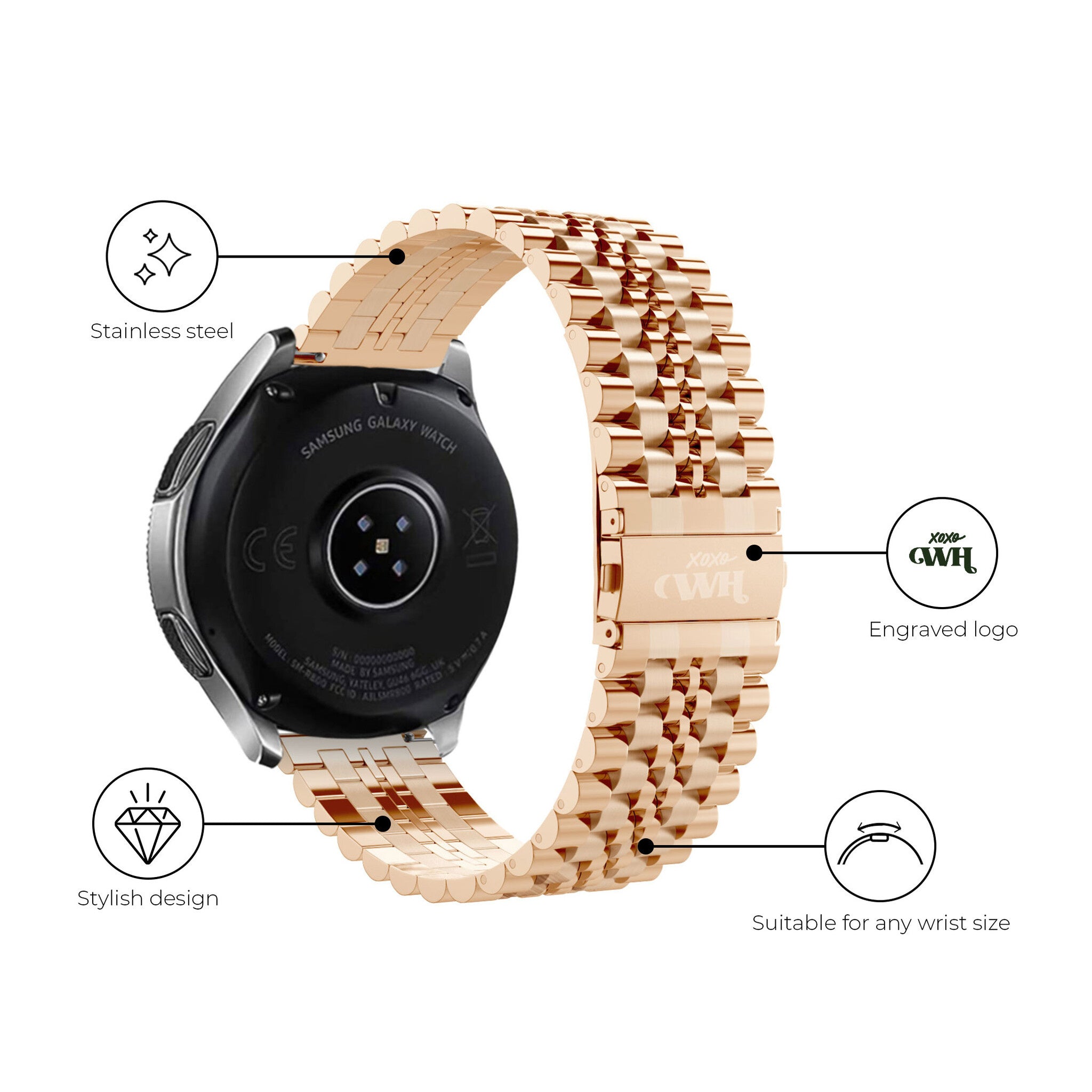 xoxo Wildhearts Amazfit GTR 2 Stahlarmband (Roségold)