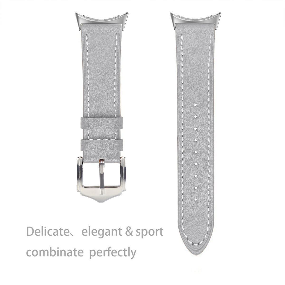 Google Pixel Watch 3 - 45mm Modernes Lederarmband (Grau)
