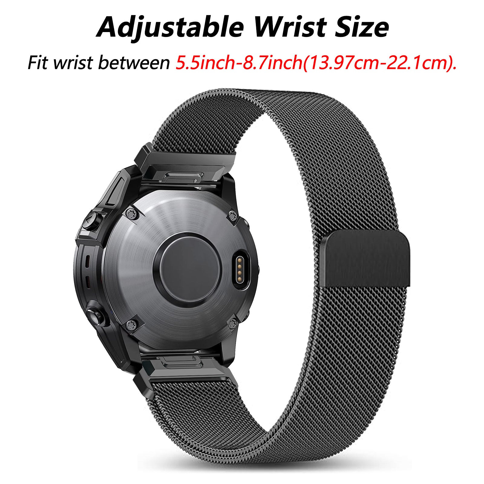 Garmin Quatix 3 / 6x / 7x Solar Premium Milanese Strap (Black)