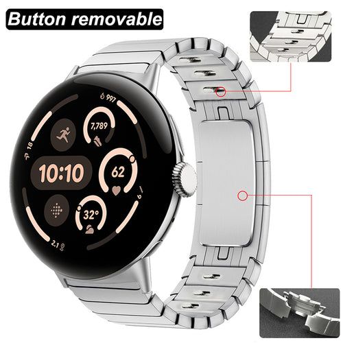 Google Pixel Watch 4 - 45mm Premium Metall Gliederarmband (Silber)