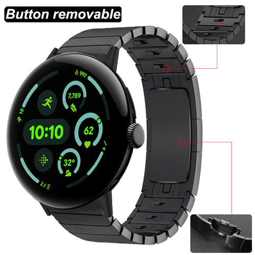 Google Pixel Watch 4 - 45mm Premium Metall Gliederarmband (Schwarz)