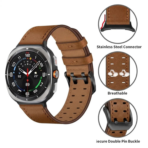 Samsung Galaxy Watch Ultra Double Pin Leather Strap (Brown)