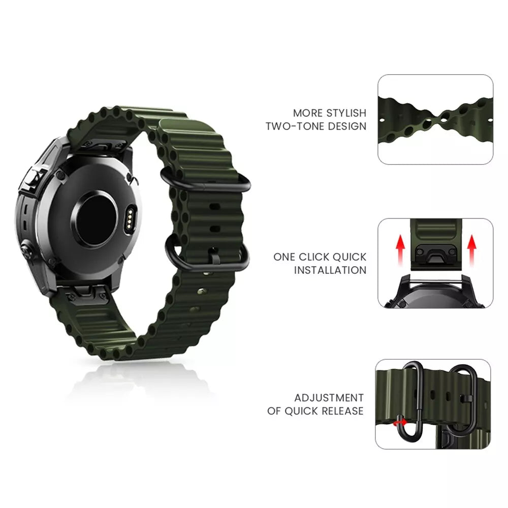 Garmin Quatix 8 - 51mm Ocean Armband (Armee Grün)