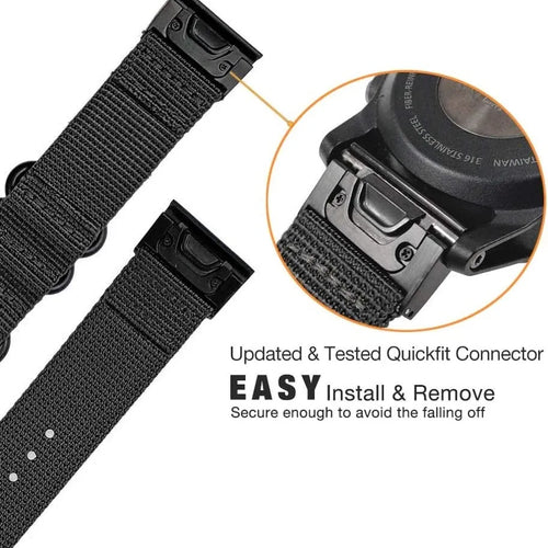 Garmin Fenix 5s/6s Nylonarmband mit Schnallenverschluss (Schwarz)