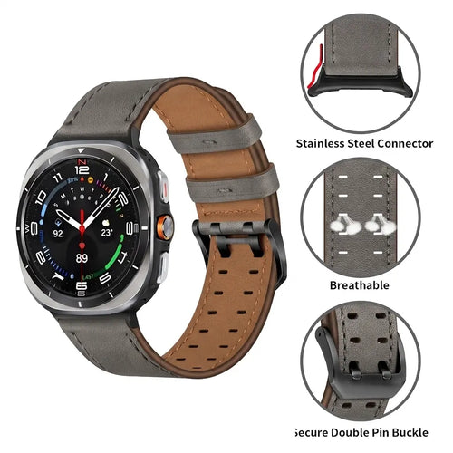 Samsung Galaxy Watch Ultra 2 Doppelnadel-Lederarmband (Grau)