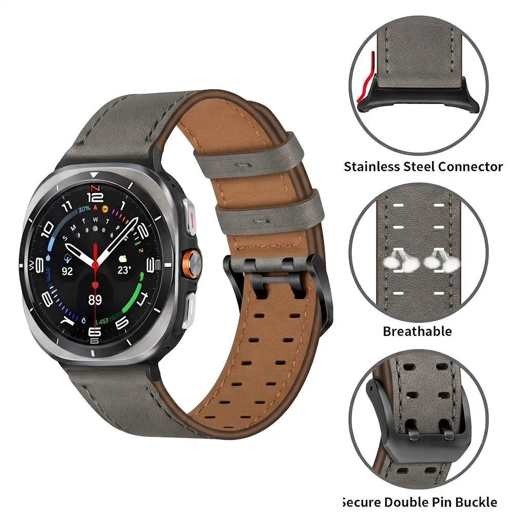 Samsung Galaxy Watch Ultra 2 Doppelnadel-Lederarmband (Grau)