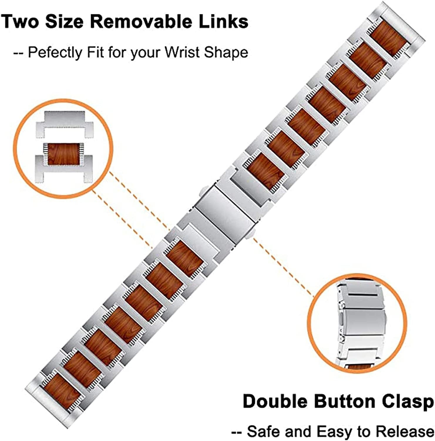 Garmin Venu 3 Wooden / Steel Strap (Silver)