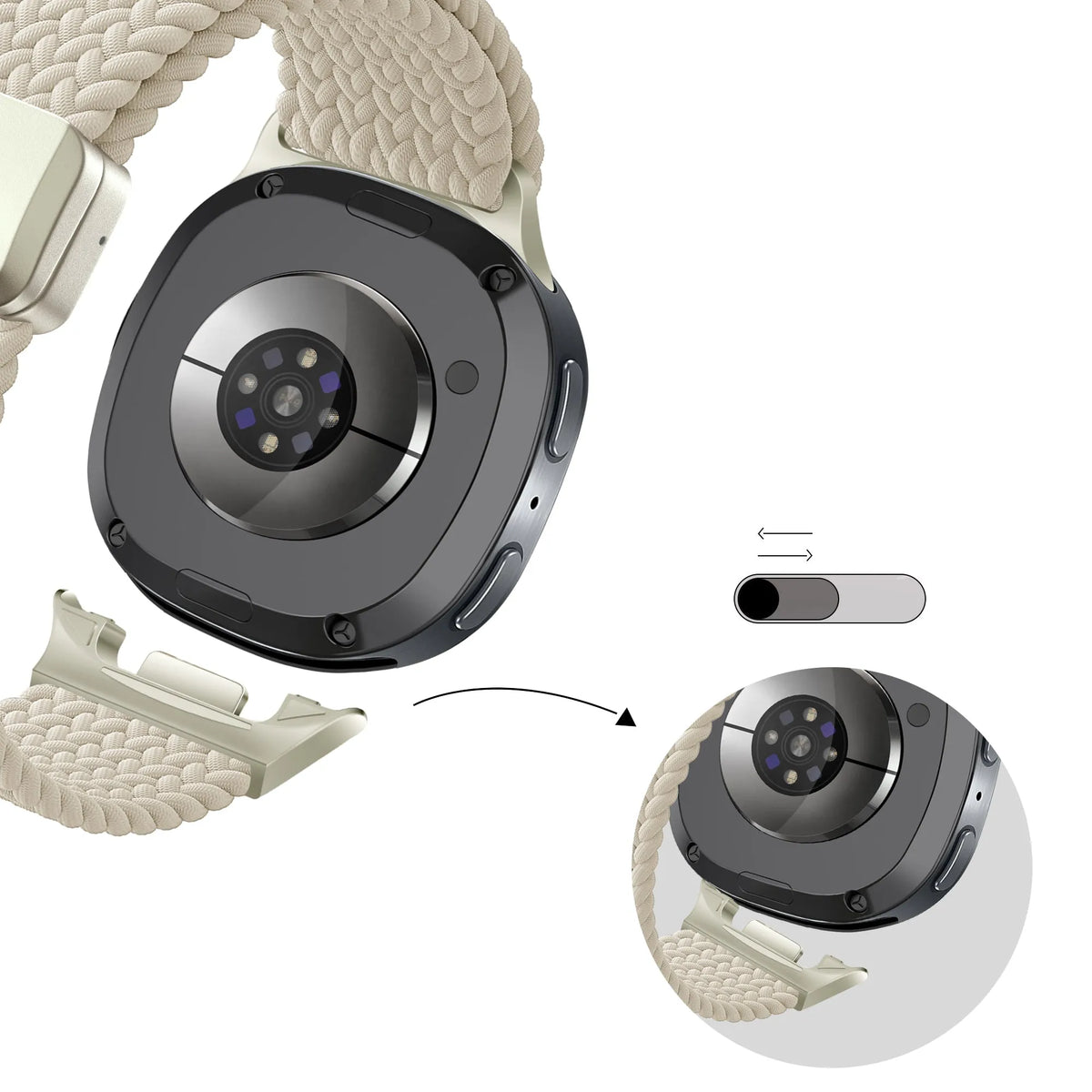 Bandz Samsung Galaxy Watch 9 - 44mm Magnetisch Geflochtenes Armband (Polarstern)