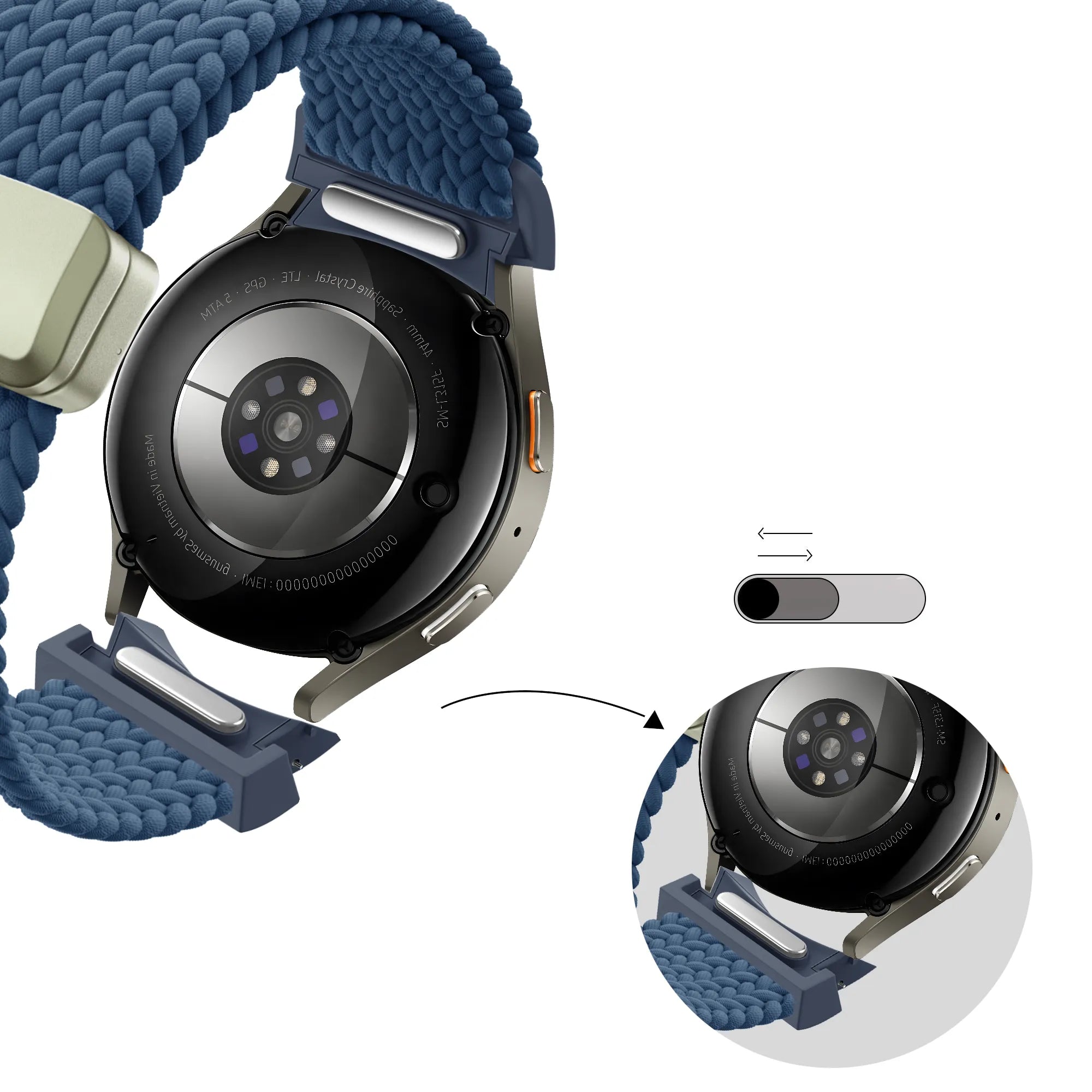 Bandz Samsung Galaxy Watch 5 - 44mm Geflochtenes Armband 'Easy Fit' (Blau)