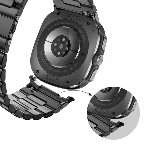 Bandz Samsung Galaxy Watch Ultra 2 Stahl Gliederarmband 'Deluxe' (Schwarz)