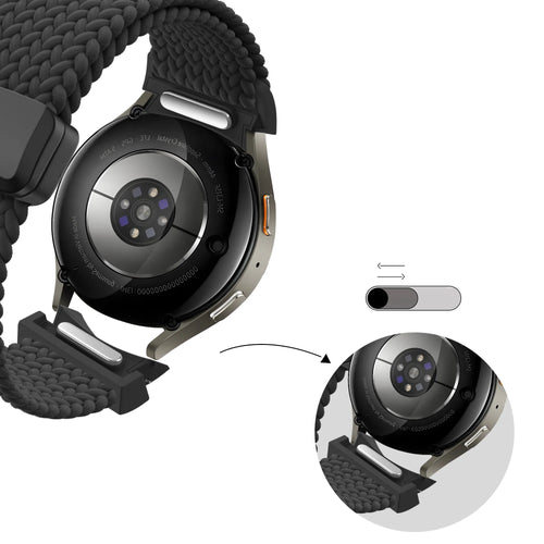 Bandz Samsung Galaxy Watch 4 Classic 46mm Braided Strap 'Easy Fit' (Black)