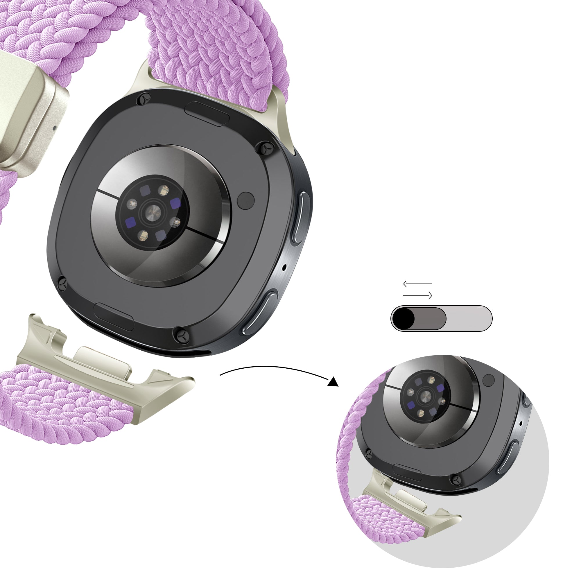 Bandz Samsung Galaxy Watch 8 - 40mm Magnetisches Geflochtenes Armband (Flieder)
