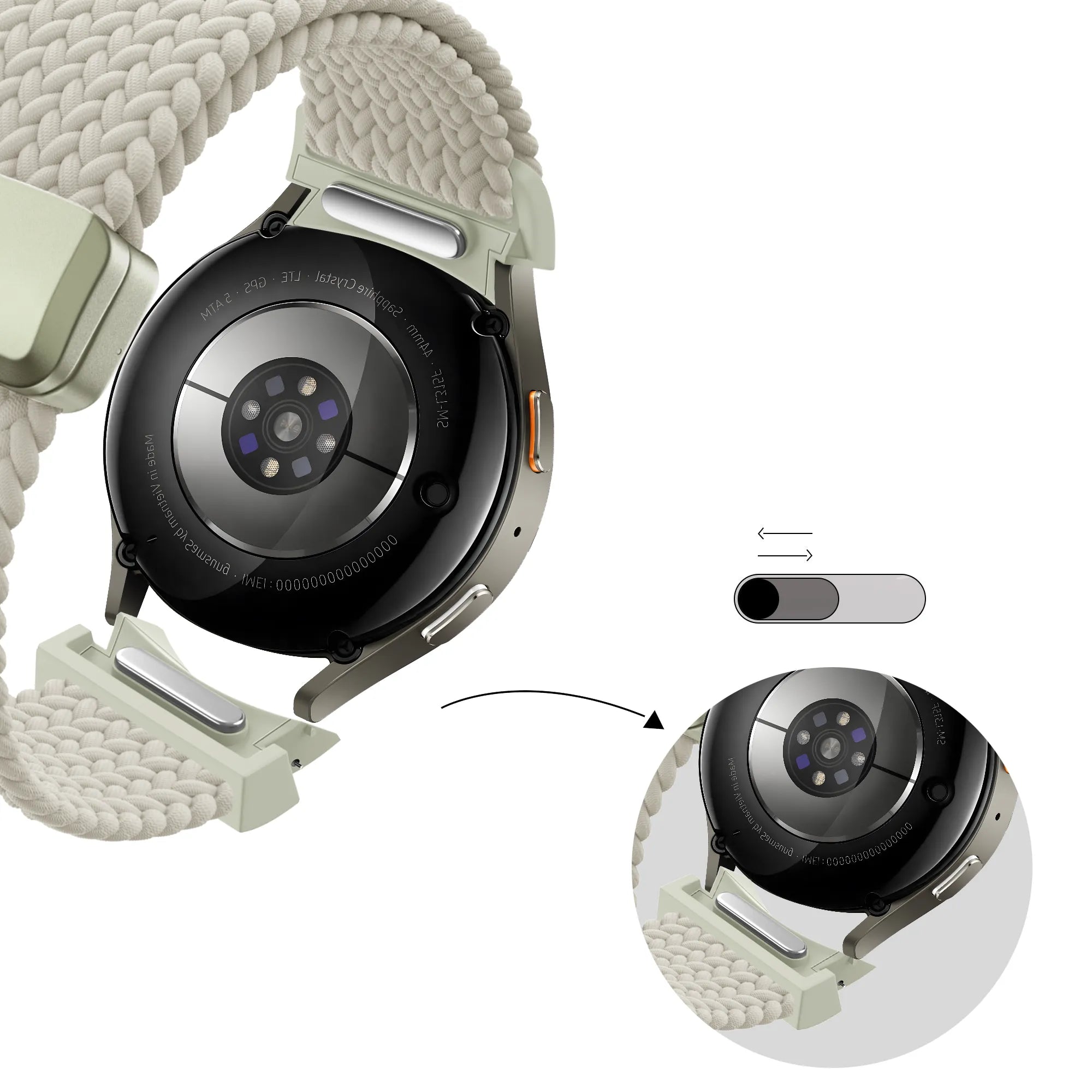 Bandz Samsung Galaxy Watch 4 44mm Braided Strap 'Easy Fit' (Starlight)