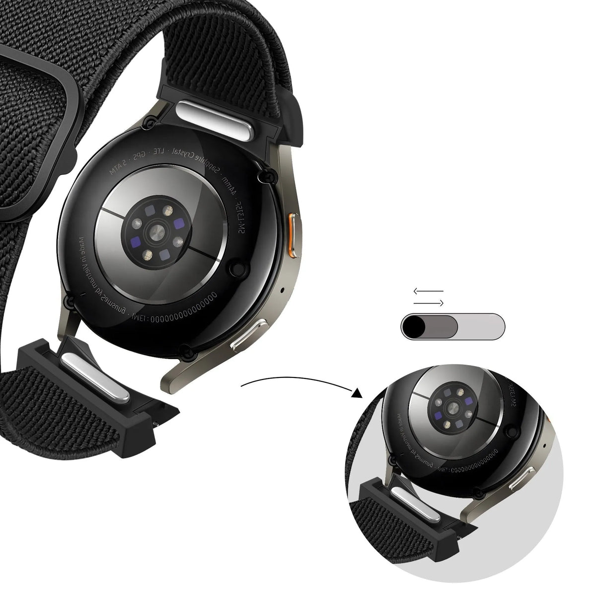 Bandz Samsung Galaxy Watch 4 Classic 46mm Elastic Strap 'Easy Fit' (Black)