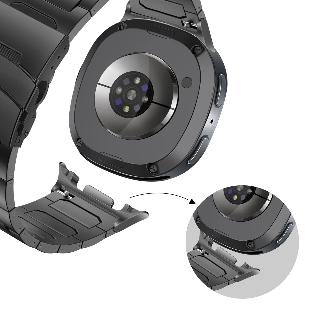 Bandz Samsung Galaxy Watch 8 Classic Titan-Armband 'Deluxe' (Schwarz)