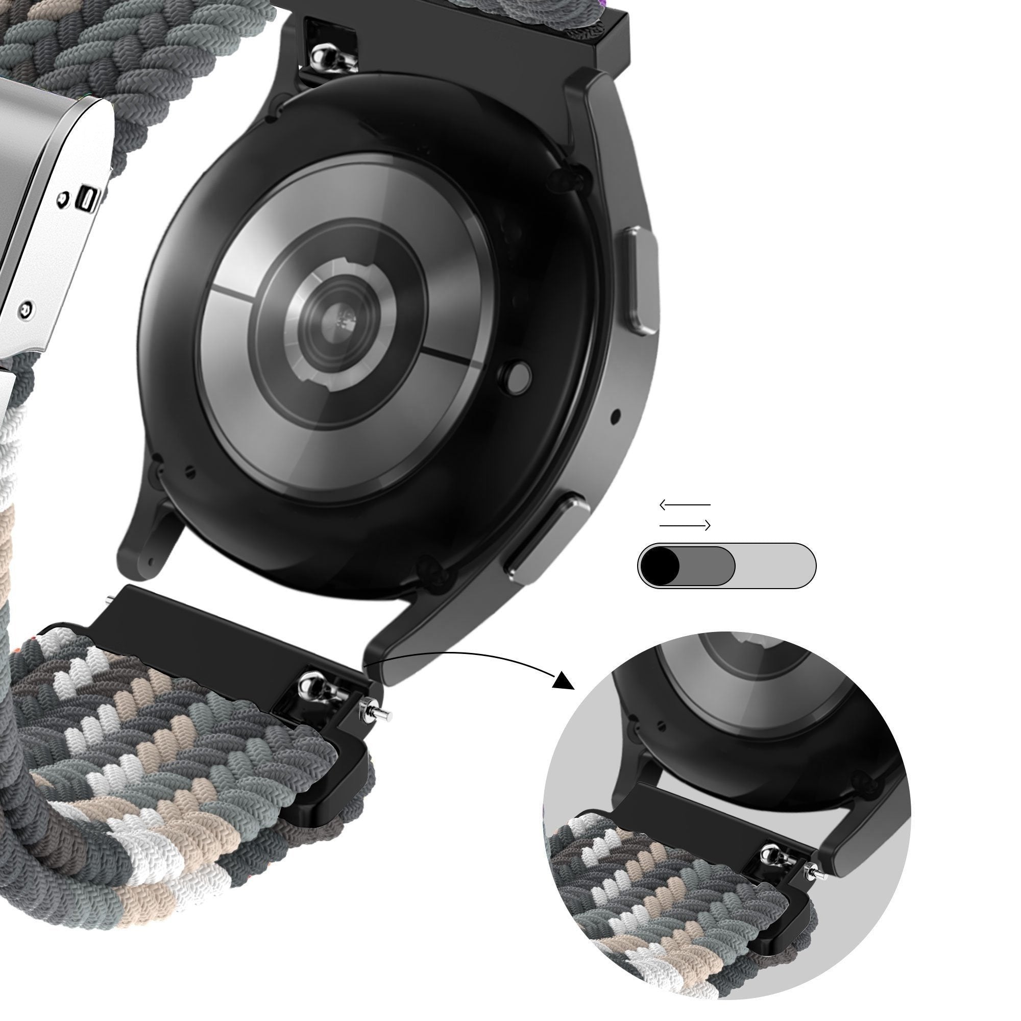 Bandz Samsung Galaxy Watch 7 - 40mm geflochtenes Nylonband (Schwarz Mischung)