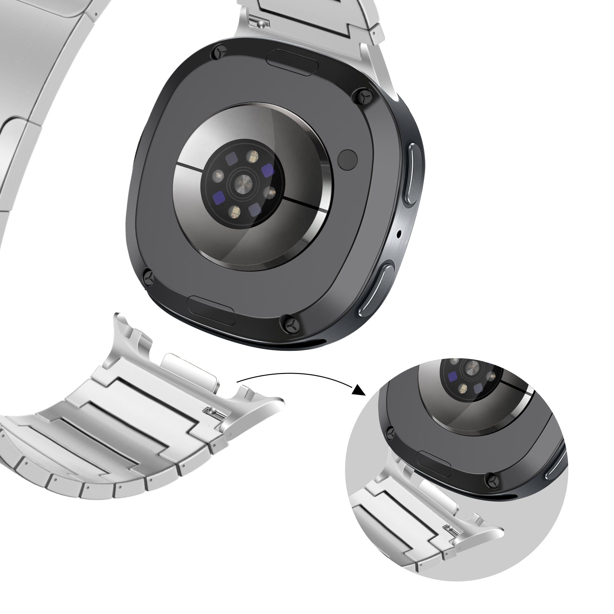 Bandz Samsung Galaxy Watch 8 - 40mm Titanarmband 'One Bead' (Silber)