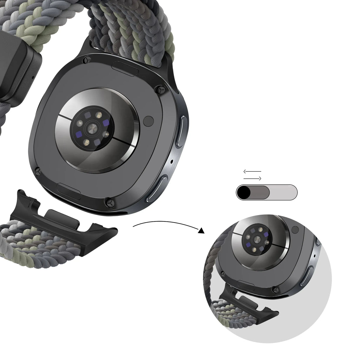 Bandz Samsung Galaxy Watch 8 Classic Magnetic Braided Strap (Slate)