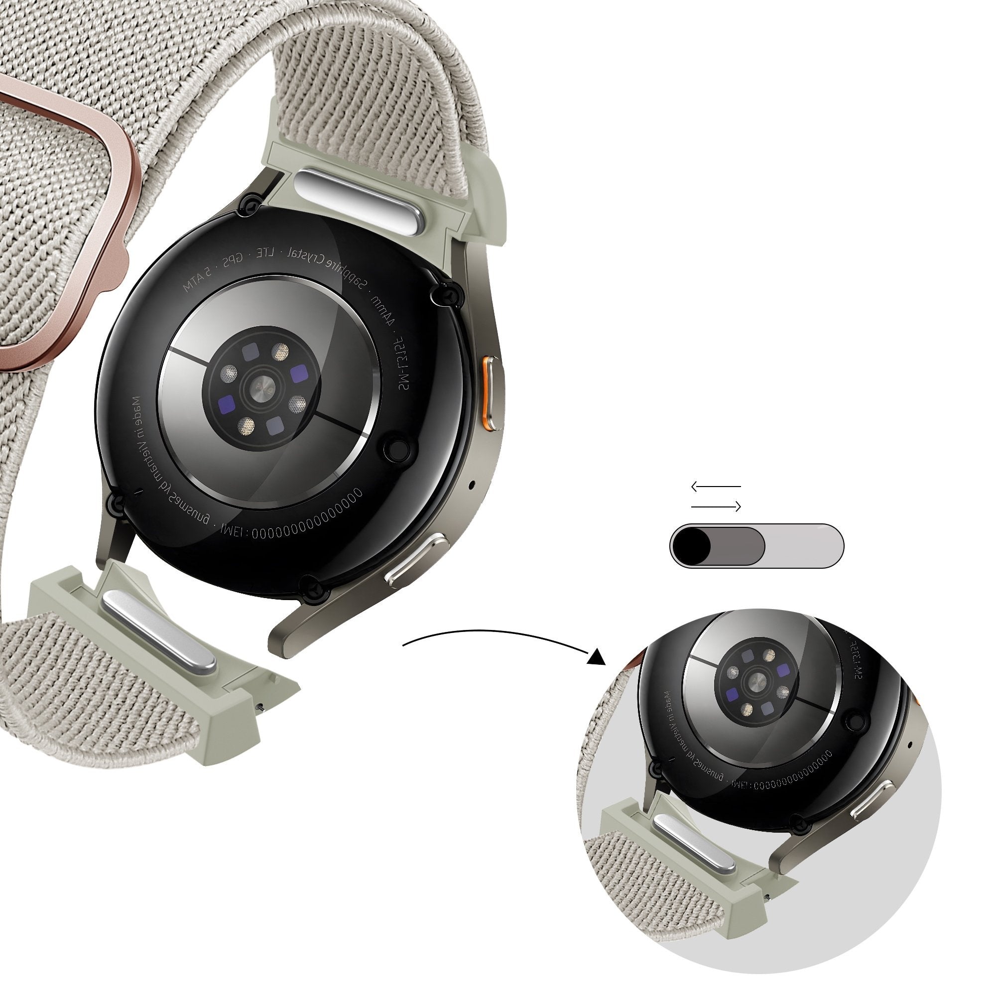 Bandz Samsung Galaxy Watch 4 40mm Elastisches Armband 'Easy Fit' (Beige)