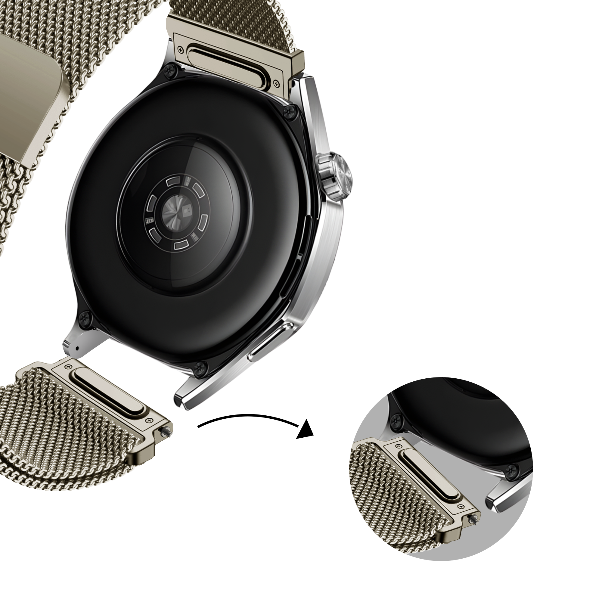 Bandz Xiaomi Mi Watch 'One Push' Milanese Armband (Titan)