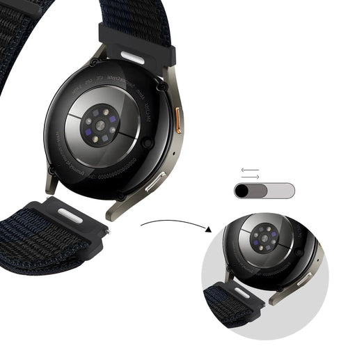 Bandz Amazfit Balance 2 Nylonarmband 'Easy fit' (Schwarz/Blau)