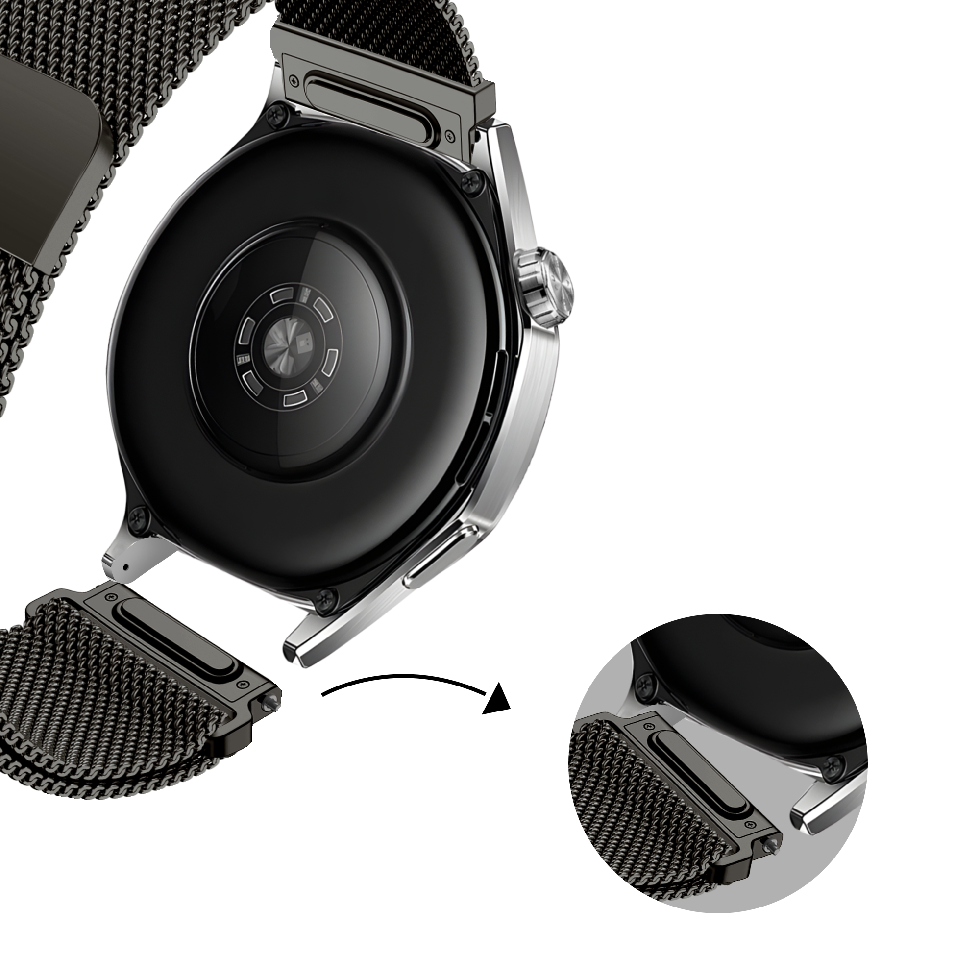 Bandz Xiaomi Mi Watch 'One Push' Milanese Armband (Titan Grau)