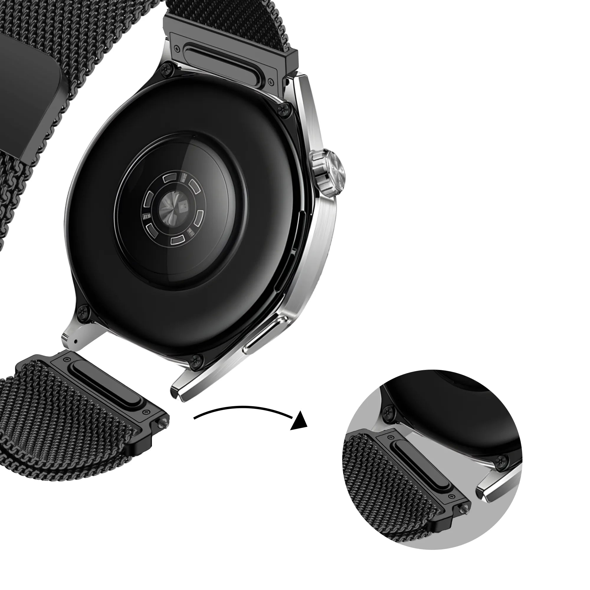 Bandz Amazfit GTR 4 'One Push' Milanese Armband (Schwarz)